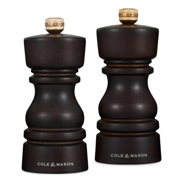 Cole&Mason - Lot de moulin à sel et à poivre LONDON 2 pcs 13 cm hêtre/marron