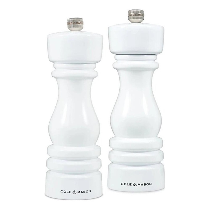 Cole&Mason - Lot de moulin à sel et à poivre LONDON 2 pcs 18 cm hêtre/blanc