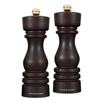 Cole&Mason - Lot de moulin à sel et à poivre LONDON 2 pcs 18 cm hêtre/marron