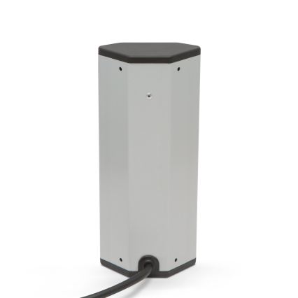 Colonne d'angle à 3 prises 230 V + 2 ports USB-A, noir/argent