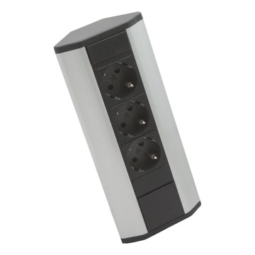 Colonne d'angle à 3 prises 230 V noir/argent