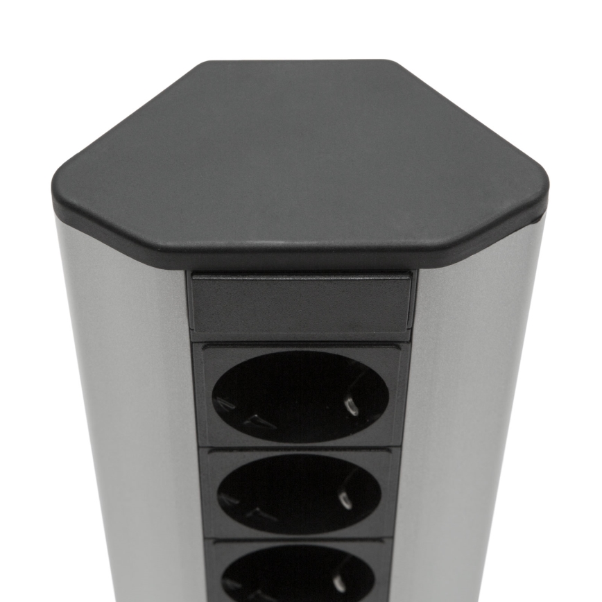 Colonne d'angle à 3 prises 230 V noir/argent