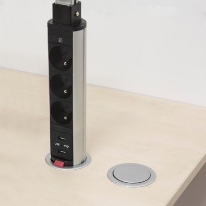 Colonne de prise connectable pour plateau de table 2x230V + 2xUSB