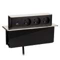 Colonne de prises encastrable pour plateau de bureau 3x230 V + USB-A + USB-C