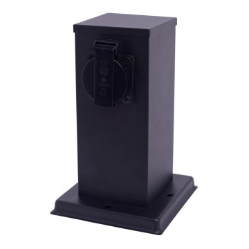 Colonne de prises extérieur 1Z SCHUKO 230V IP44 20 cm noir