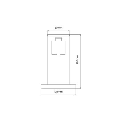 Colonne de prises extérieur 1Z SCHUKO 230V IP44 20 cm noir