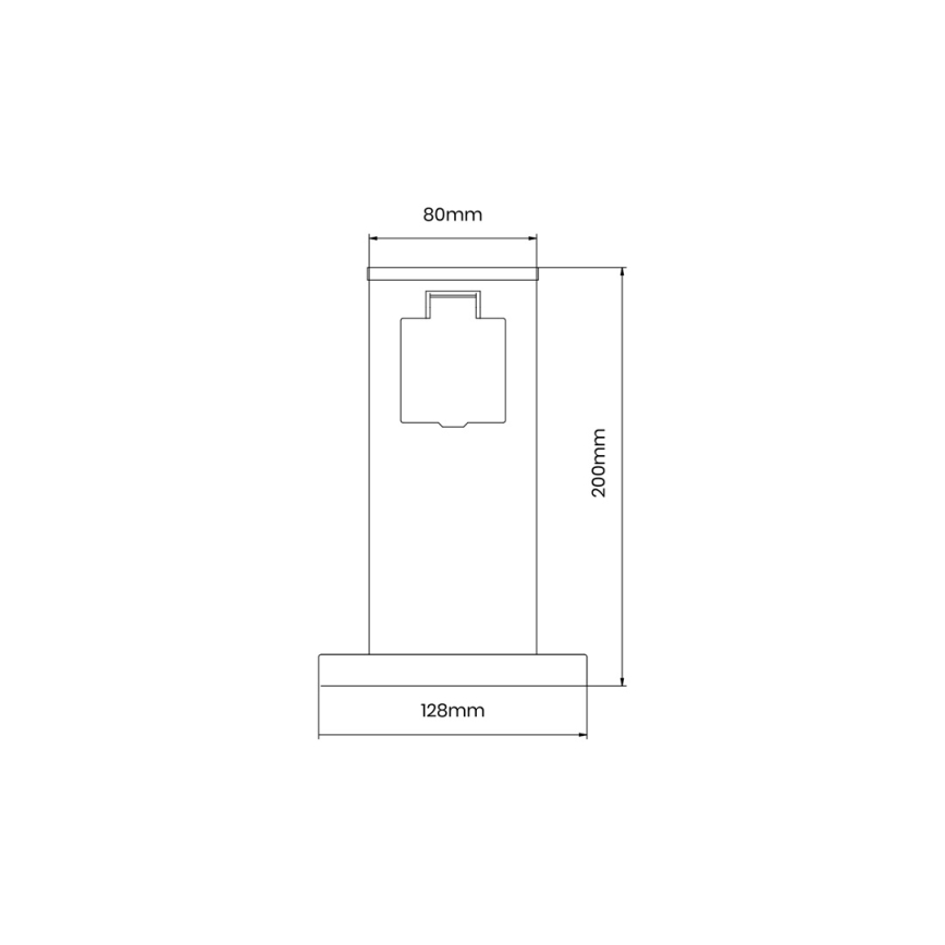 Colonne de prises extérieur 1Z SCHUKO 230V IP44 20 cm noir