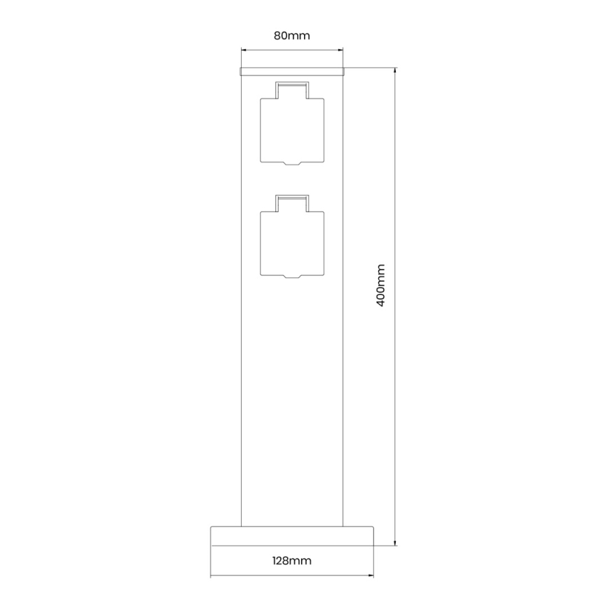 Colonne de prises extérieur 2Z SCHUKO 230V IP44 40 cm noir