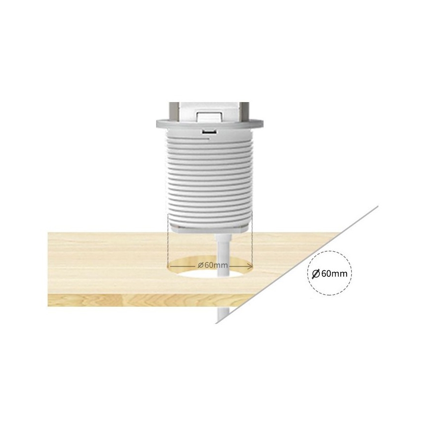 Colonne de prises pour plateau de bureau, 3 x 230 V