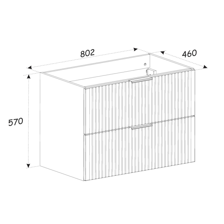 COMAD ADEL OAK 82-80-B-2S - Meuble sous-vasque ADEL 57 x 80,2 cm, chêne