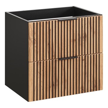 COMAD XILO BLACK WOTAN 82-60-D-2S - Meuble sous-vasque XILO 57 x 60,2 cm noir/chêne Wotan