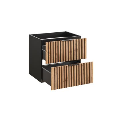 COMAD XILO BLACK WOTAN 82-60-D-2S - Meuble sous-vasque XILO 57 x 60,2 cm noir/chêne Wotan