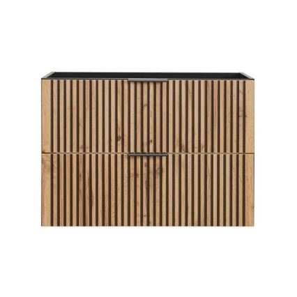 COMAD XILO BLACK WOTAN 82-80-D-2S - Meuble sous-vasque de salle de bains XILO 57x80,2 cm noir, finition chêne Wotan