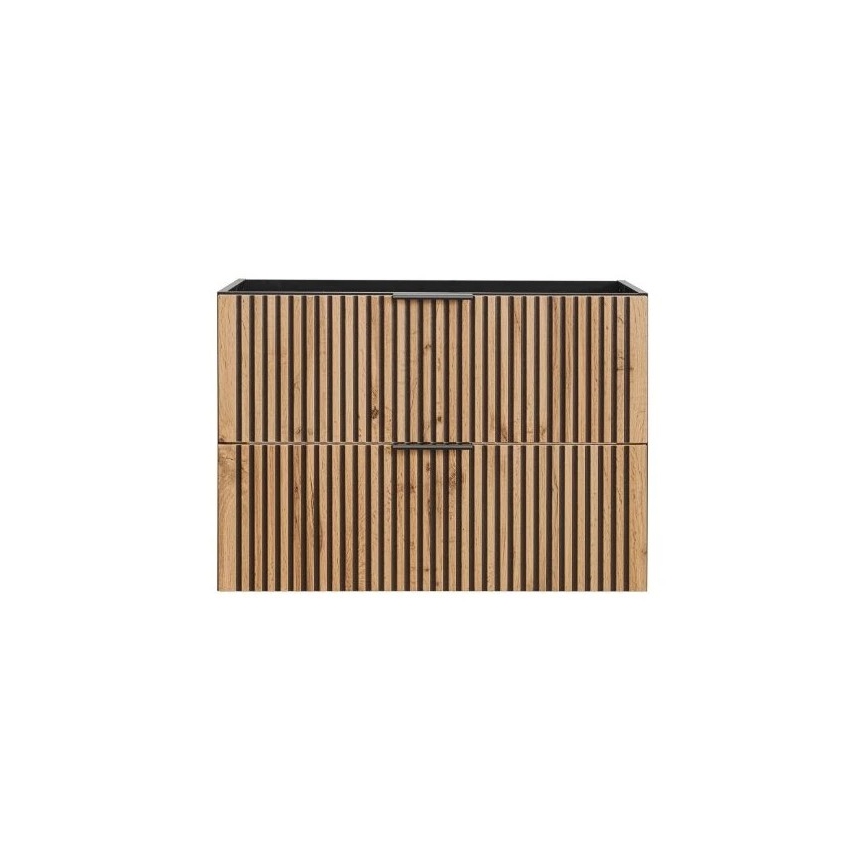 COMAD XILO BLACK WOTAN 82-80-D-2S - Meuble sous-vasque de salle de bains XILO 57x80,2 cm noir, finition chêne Wotan