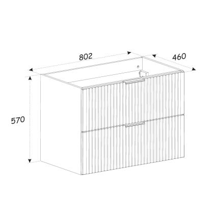 COMAD XILO BLACK WOTAN 82-80-D-2S - Meuble sous-vasque de salle de bains XILO 57x80,2 cm noir, finition chêne Wotan