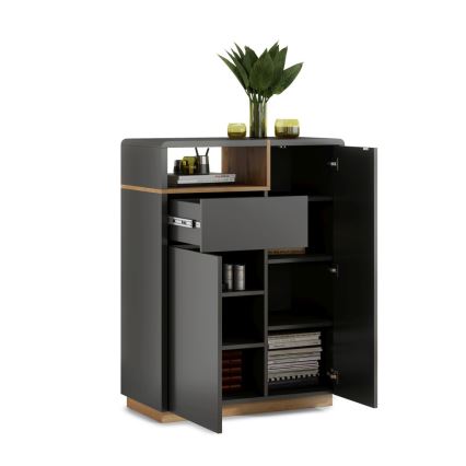 Commode à tiroir FRED, anthracite/chêne artisan