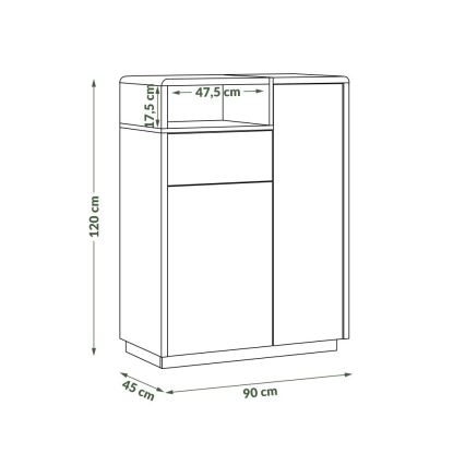 Commode à tiroir FRED, anthracite/chêne artisan