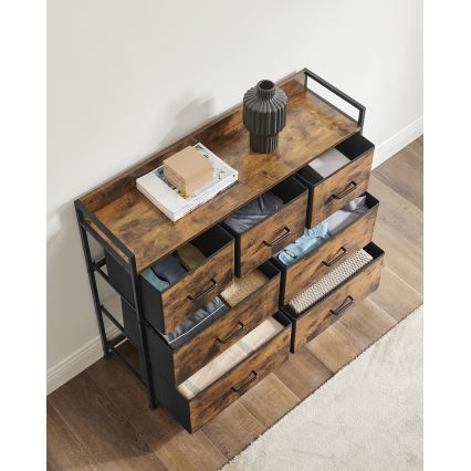 Commode à tiroirs KIRA brun/noir