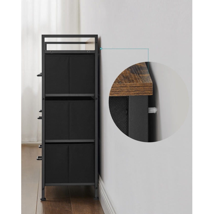 Commode à tiroirs KIRA brun/noir