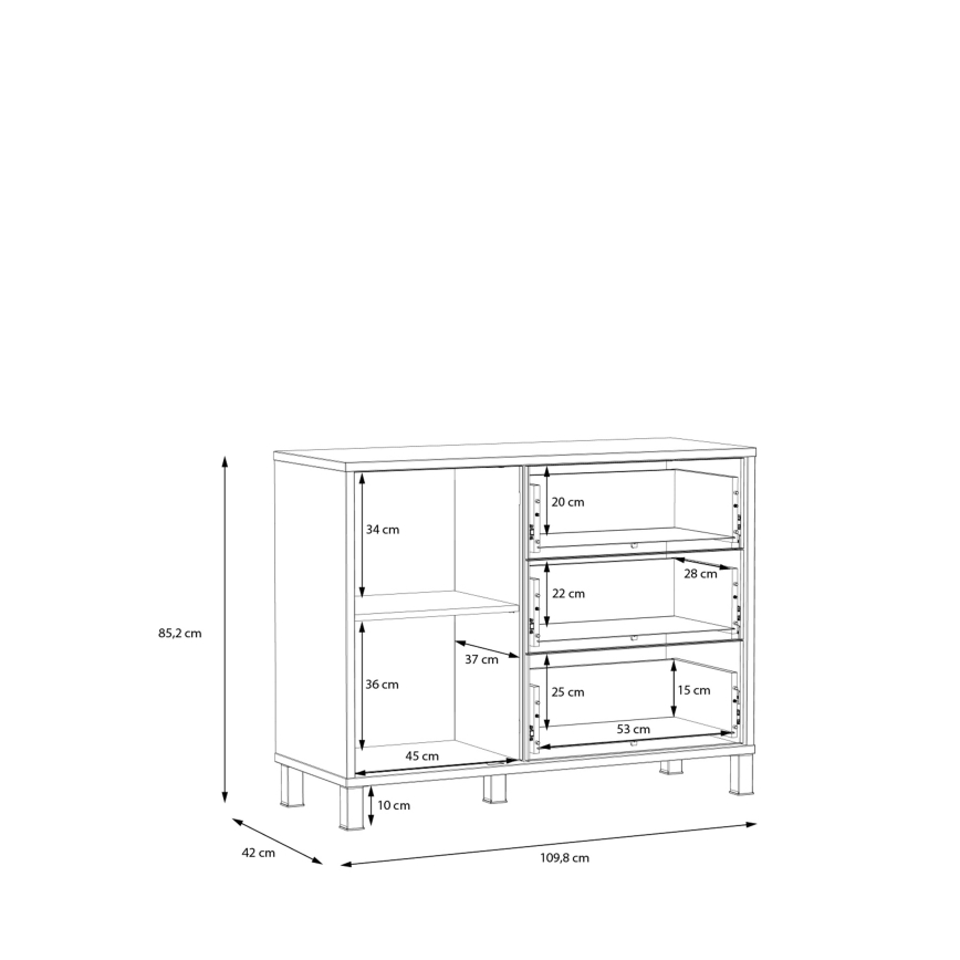 Commode à tiroirs OREN brun/noir