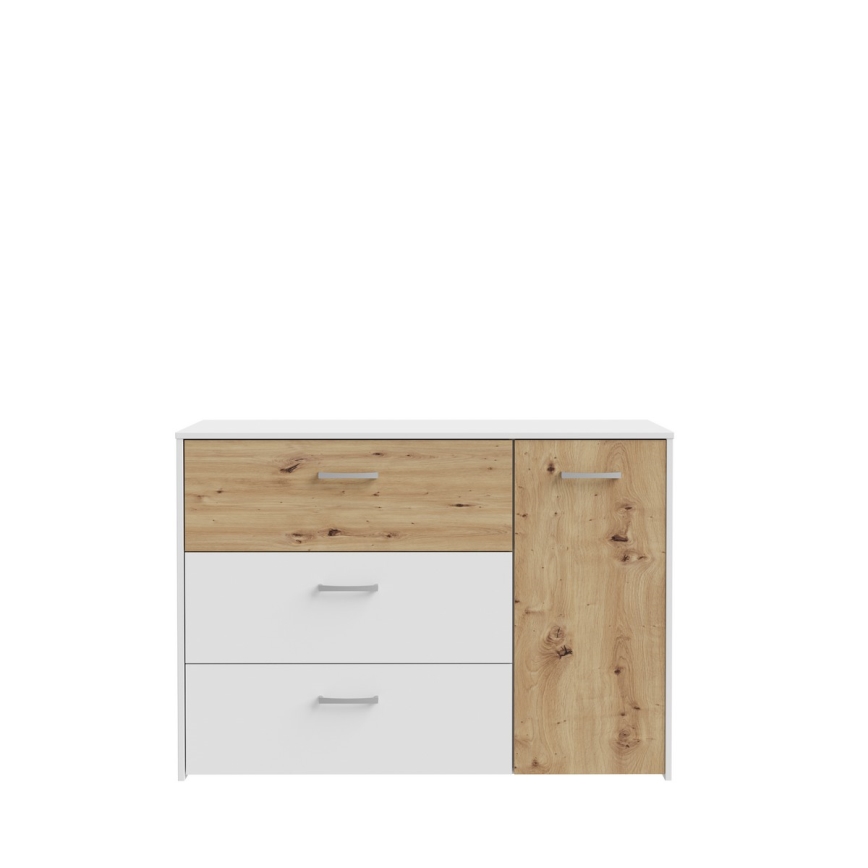Commode à tiroirs URO, chêne artisan / blanc