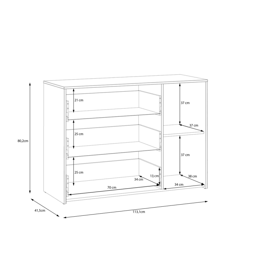Commode à tiroirs URO, chêne artisan / blanc