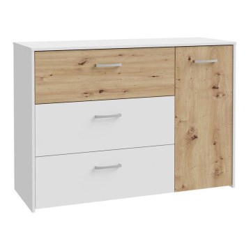 Commode à tiroirs URO chêne artisan/ blanche