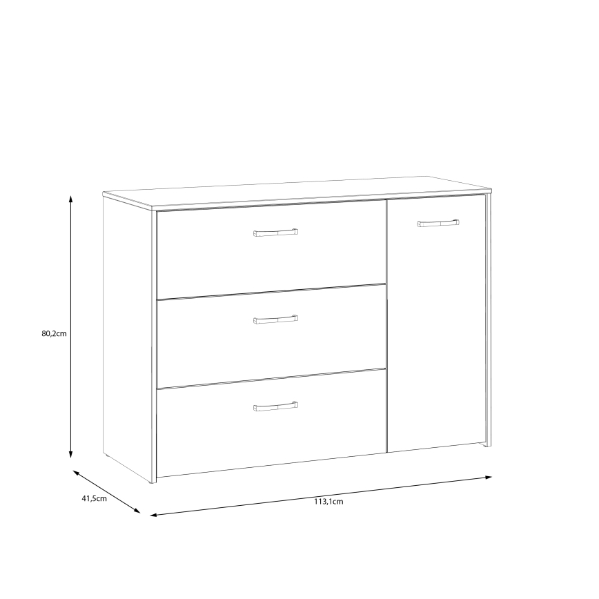 Commode à tiroirs URO chêne artisan/ blanche