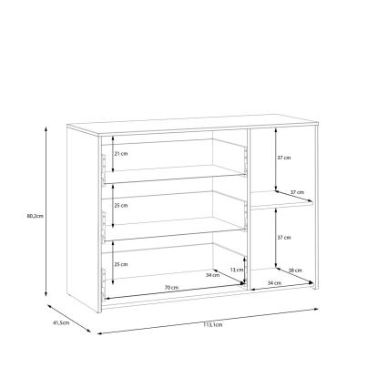 Commode à tiroirs URO chêne artisan/ blanche