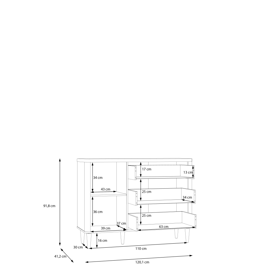Commode à tiroirs VIRO marron/beige