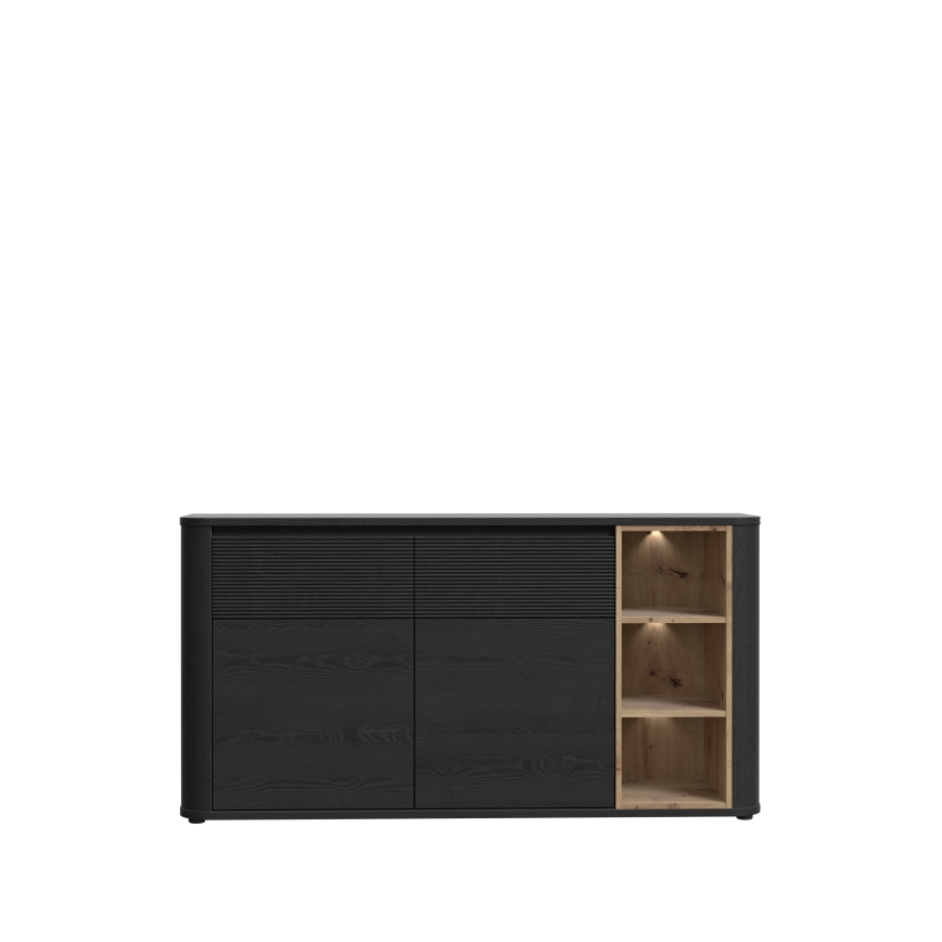 Commode BASKO noire/chêne