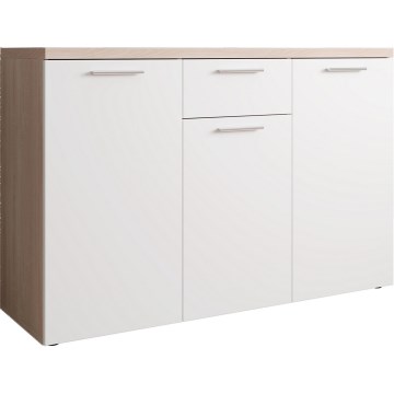 Commode BRUNO chêne sonoma/blanche
