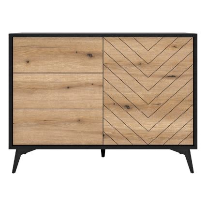 Commode DIAMANT 77x104 cm noir/chêne evoke