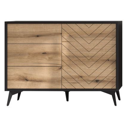 Commode DIAMANT 77x104 cm noir/chêne evoke