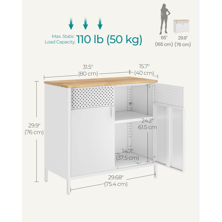 Commode FIRA 80 x 40 cm blanc/chêne