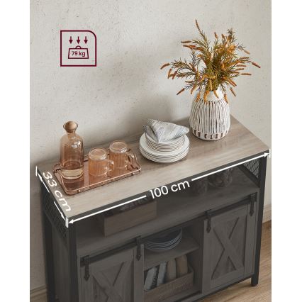 Commode à portes coulissantes FIRA taupe/noir
