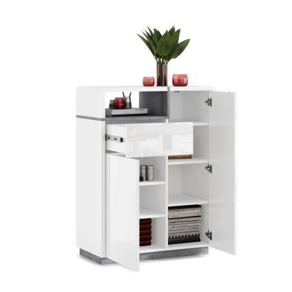 Commode FRED à tiroir, blanc/gris