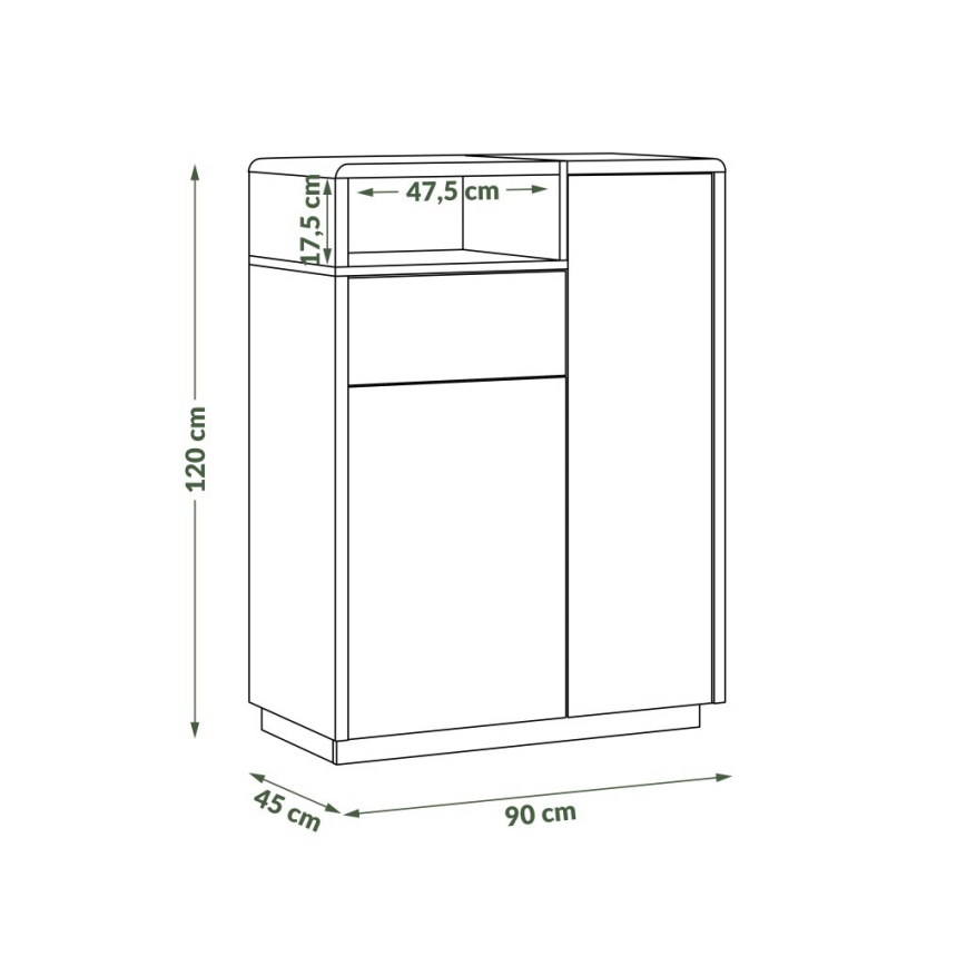 Commode FRED à tiroir, blanc/gris
