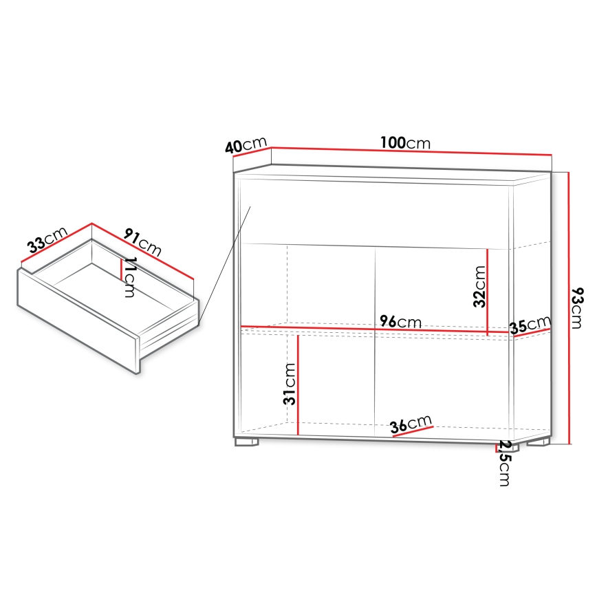 Commode GESITA 93 x 100 cm chêne Cremona