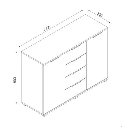 Commode HOPE 120x78x35 chêne Sonoma