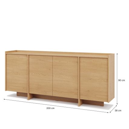 Commode KEMI 200 x 90 x 38 cm en chêne Cremona