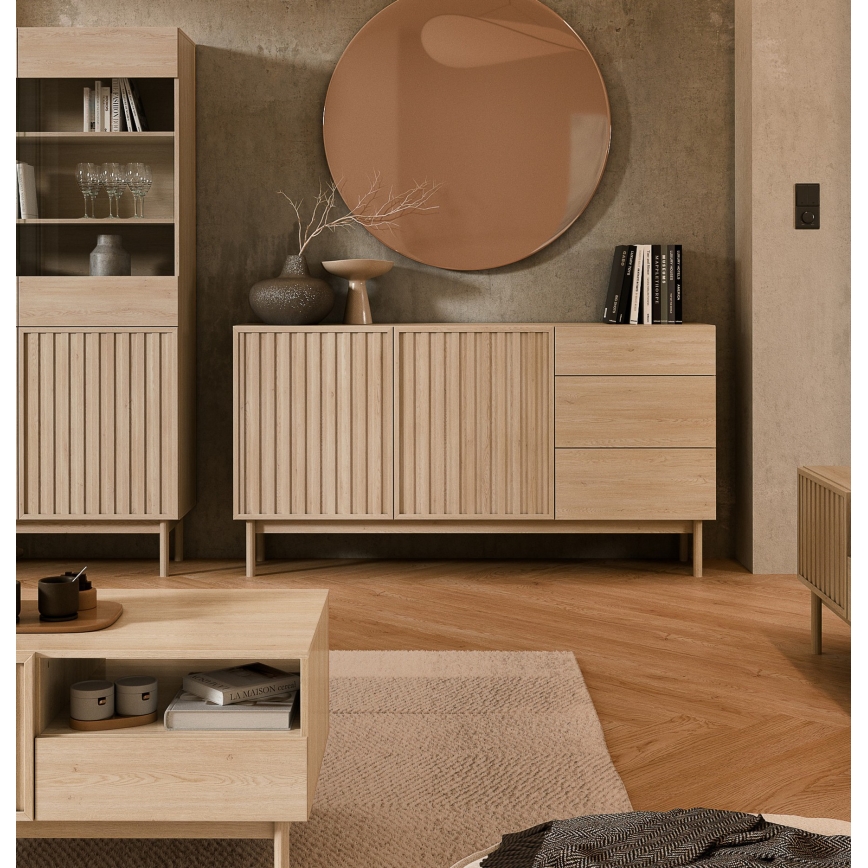 Commode KIOTO 159x84x37 cm, chêne Cremona