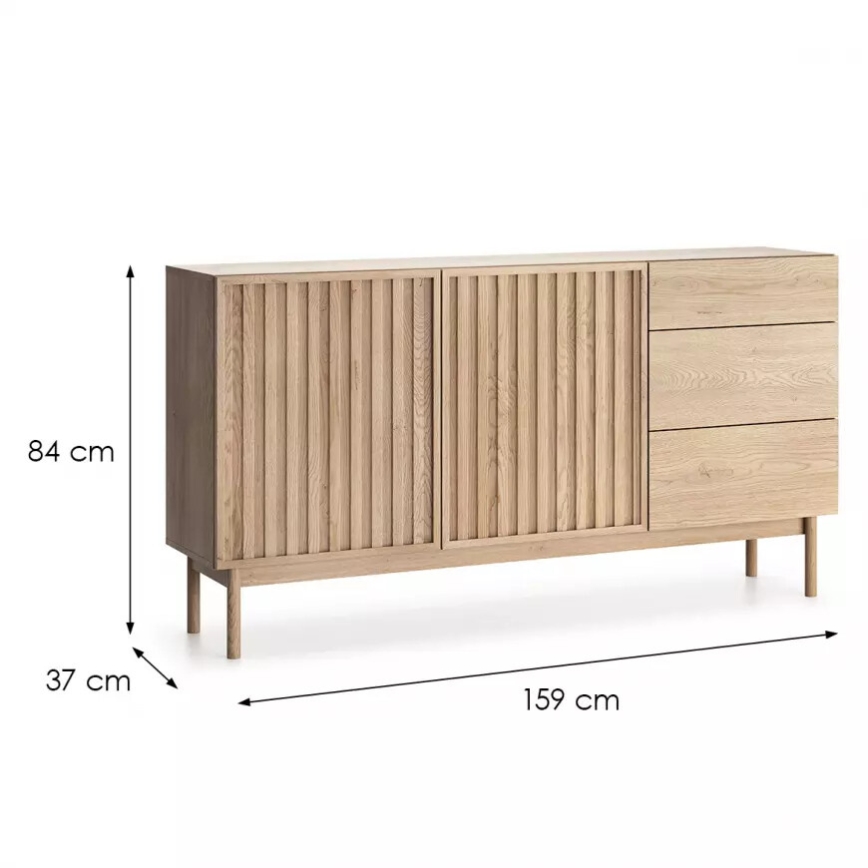 Commode KIOTO 159x84x37 cm, chêne Cremona