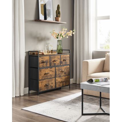 Commode à tiroirs KIRA marron/noir