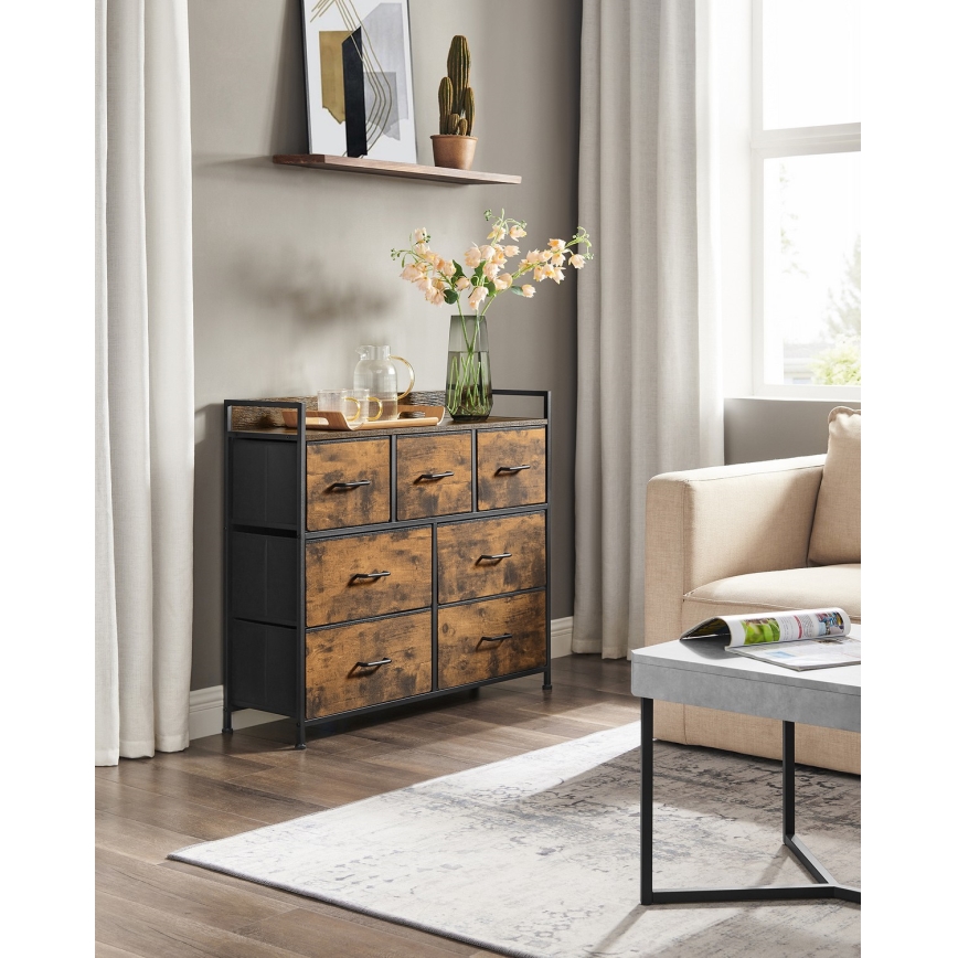 Commode à tiroirs KIRA marron/noir