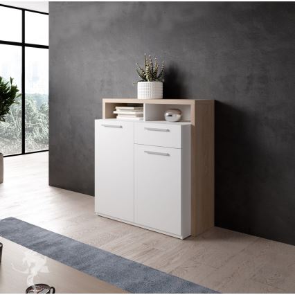 Commode LEBY chêne Sonoma/blanc