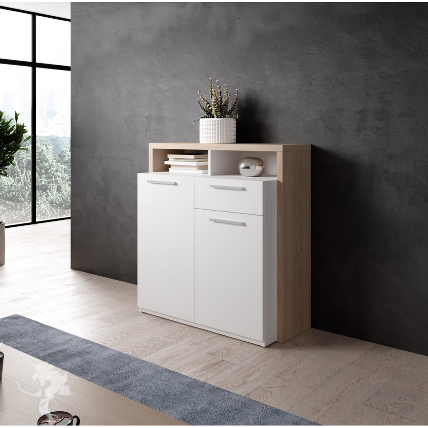 Commode LEBY chêne Sonoma/blanc