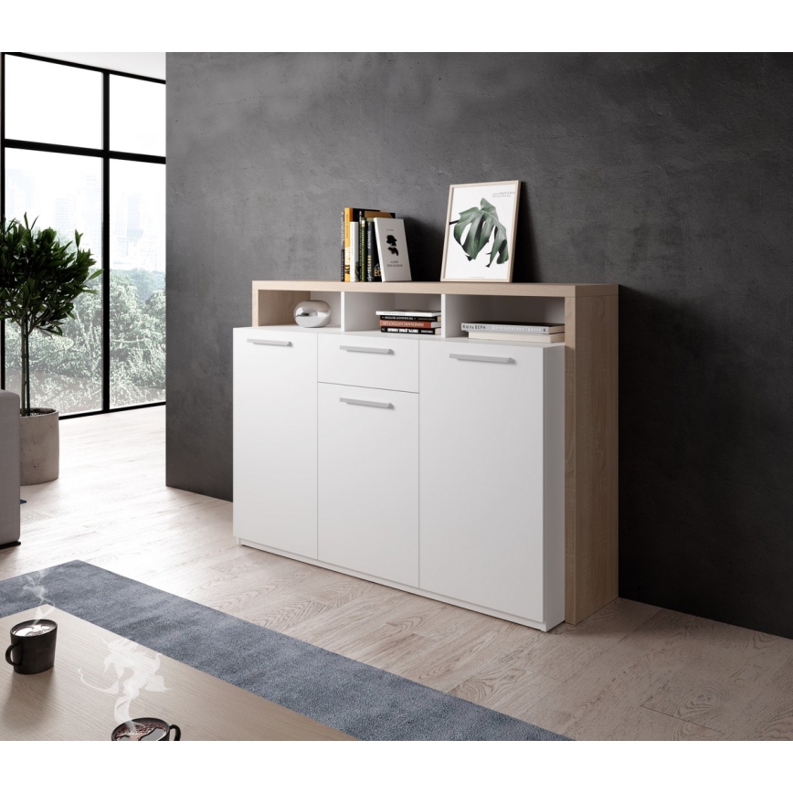 Commode LEBY chêne sonoma/blanc