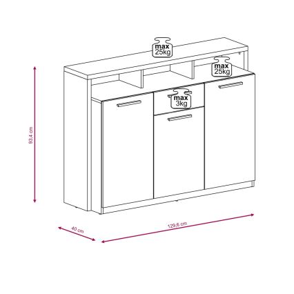 Commode LEBY chêne sonoma/blanc