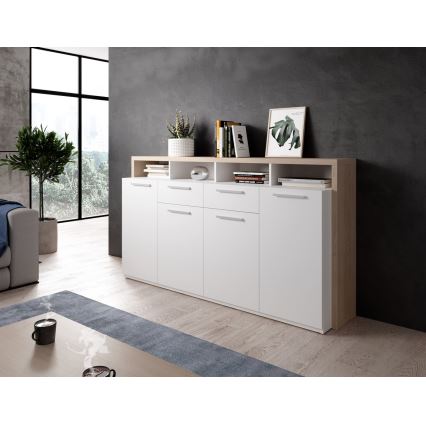 Commode LEBY chêne Sonoma/blanc
